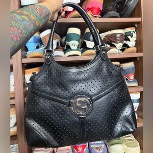 Gucci Black Perforated Leather Shoulder Bag